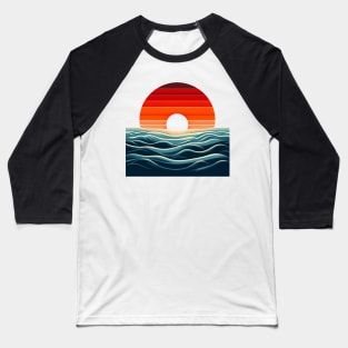 Abstract Ocean Sunset Baseball T-Shirt